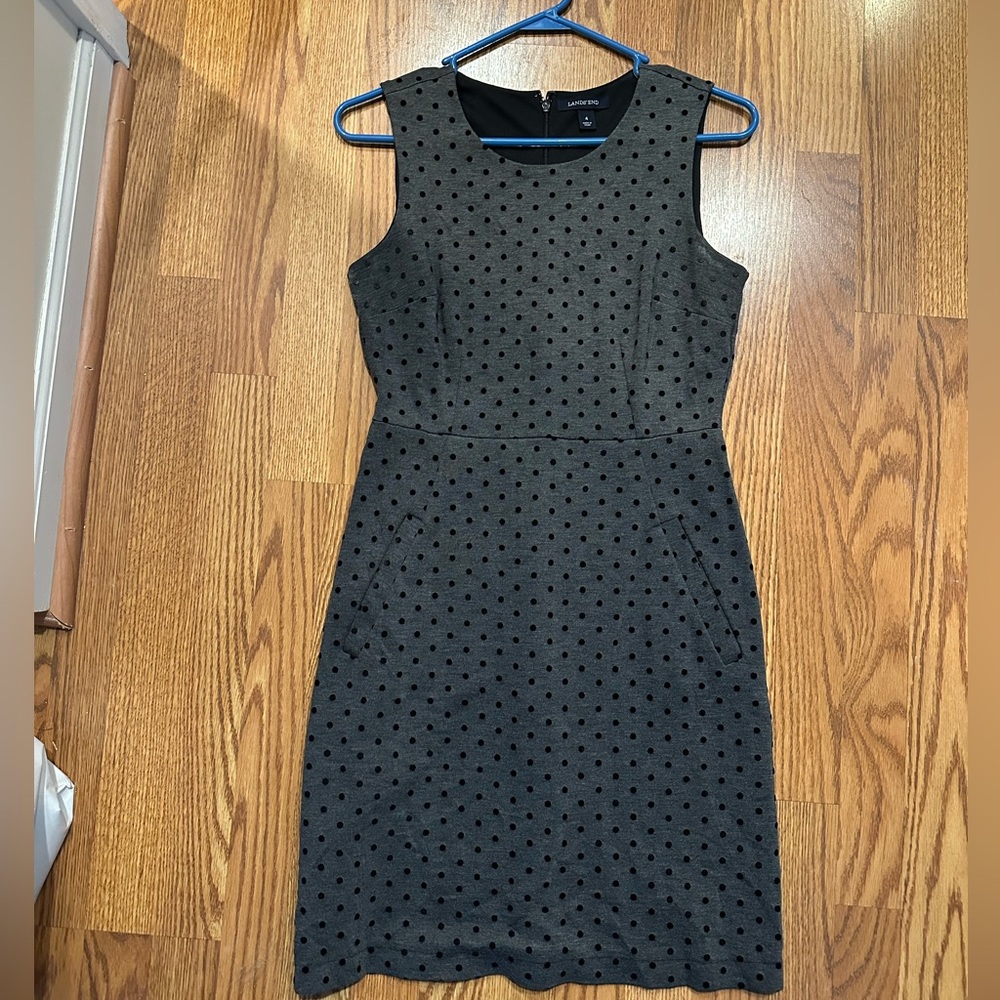 Lands' End Black Polka Dot Dress